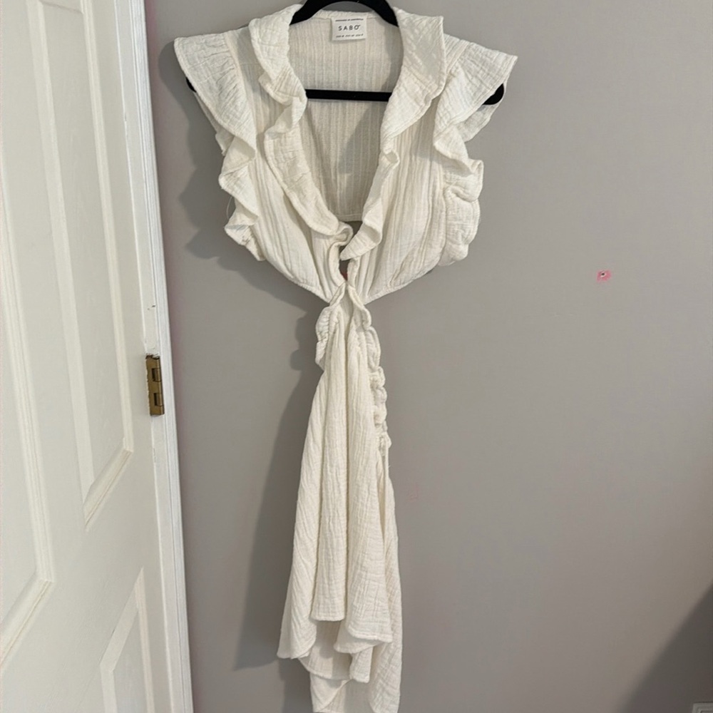SABO Cream Ruffle Mini Dress Sz M